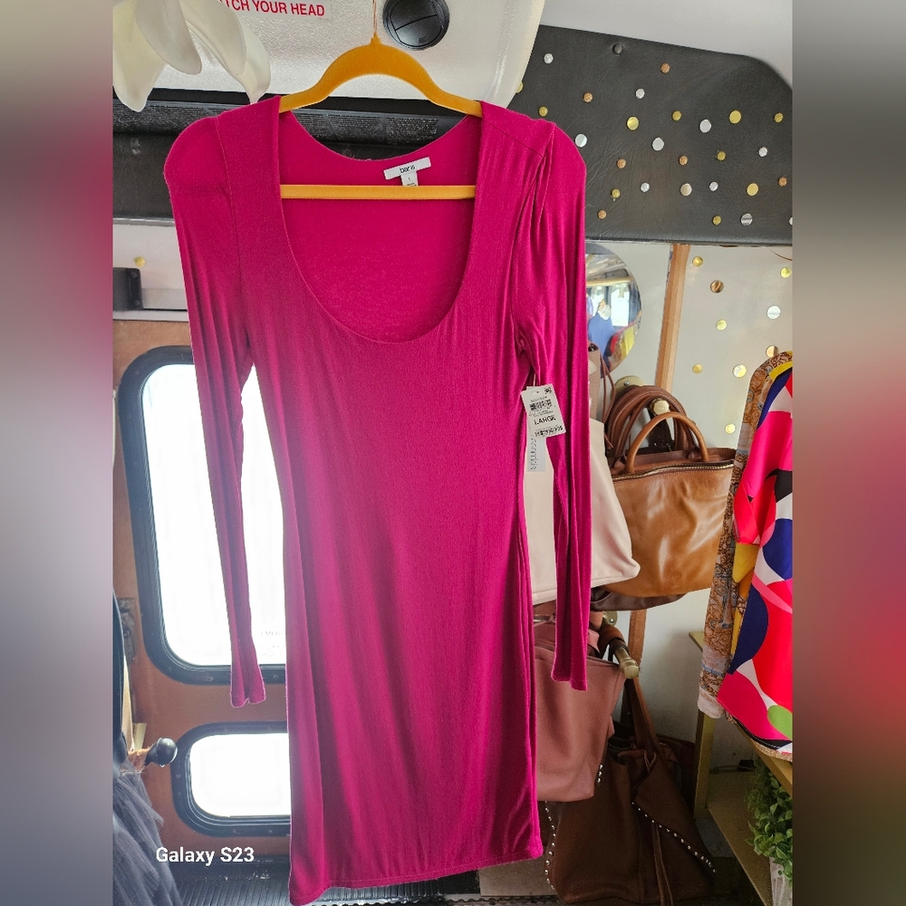 Bar III Fuchsia Long Sleeve Dress